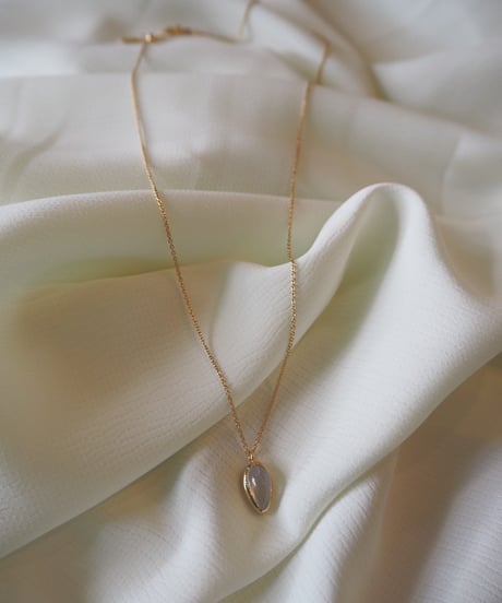 MoonStone necklace 40cm Silver 18K コーティング (No,202175)