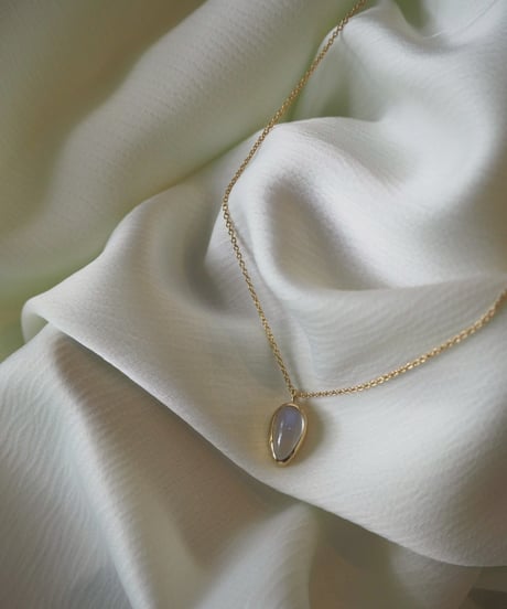 MoonStone necklace 40cm Silver 18K コーティング (No,202175)