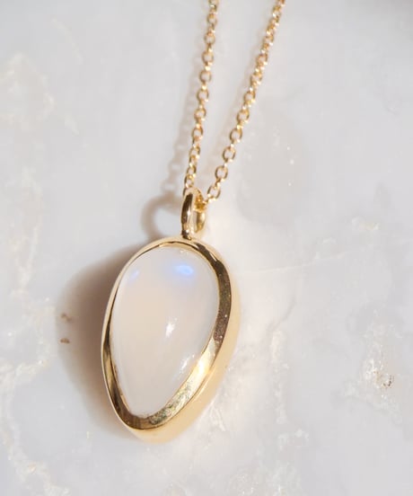 Moonstone necklace 45cm Silver 18K coating (No,202167)