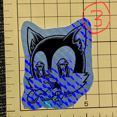 キラキラステッカー変な猫