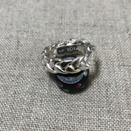 手編み　ターコイズ　リング(白仕上げ) 925シルバー