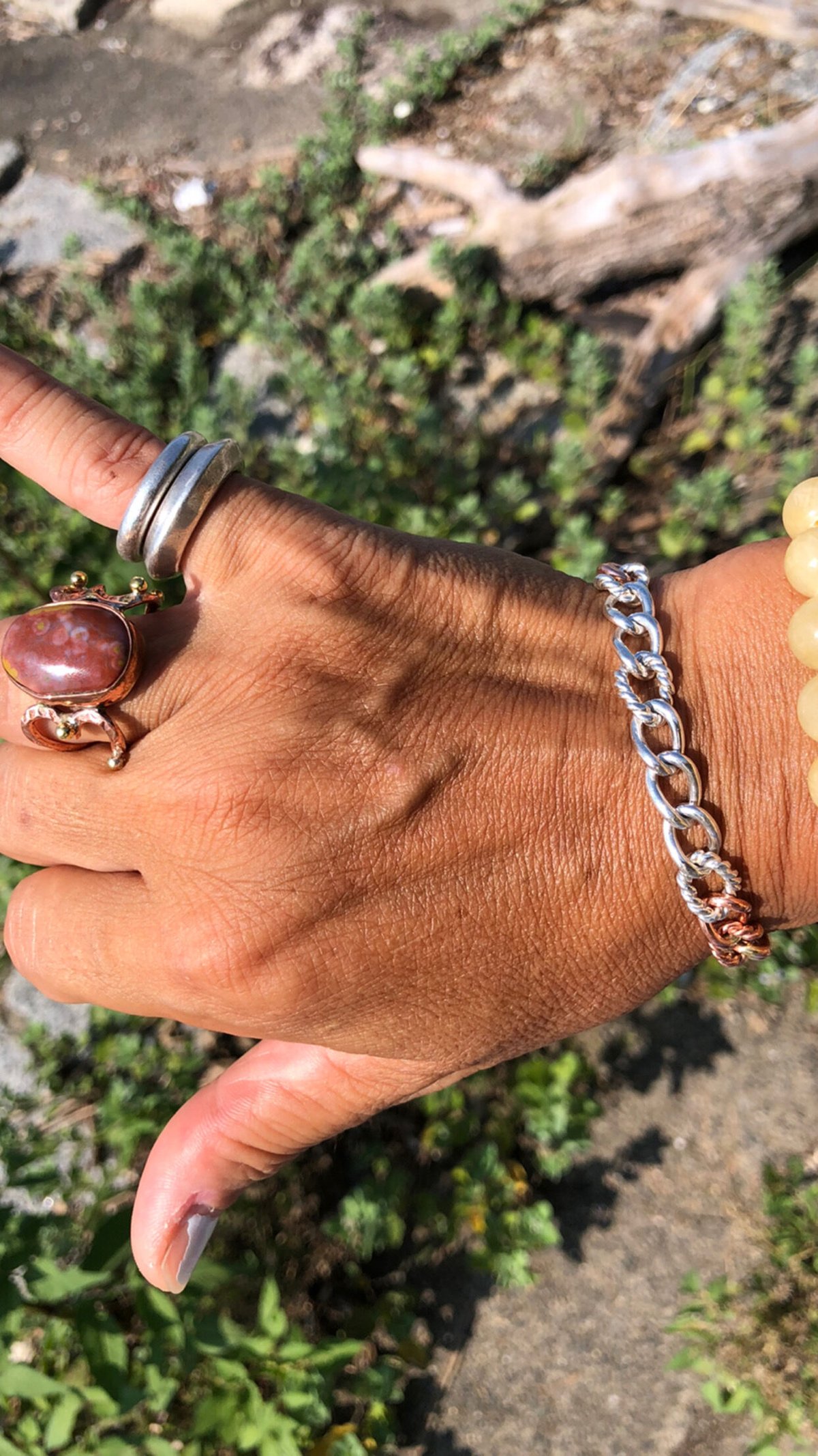 925シルバー✖︎コッパー リンクチェーン ブレスレット | Voyage