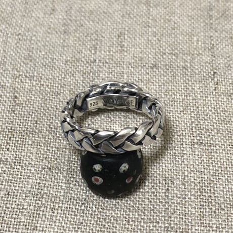 手編み　ターコイズ　リング(黒燻し) 925シルバー