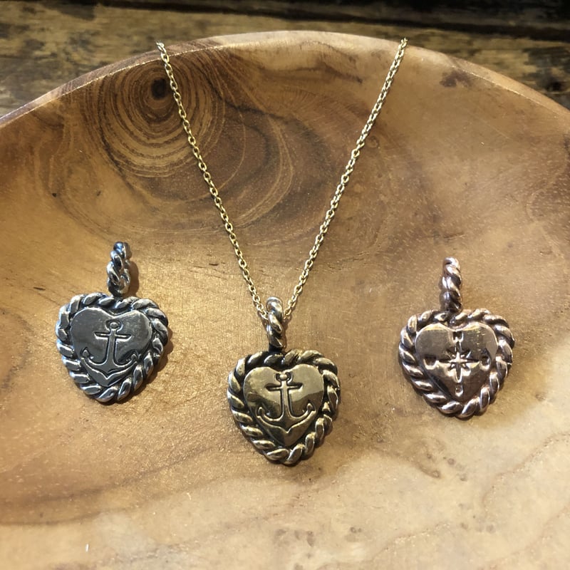 アンカー/コンパス ハート ペンダント 925シルバー | Voyage Jewelry J