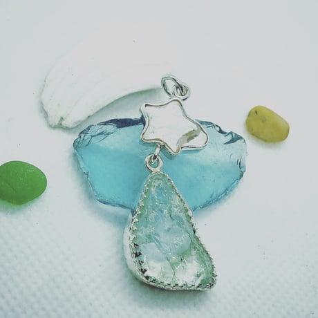 シャンカリジュエリー・シルバー925・パール・アクアマリンペンダントトップ シャンカリジュエリー・シルバー925・パール・アクアマリンペンダント