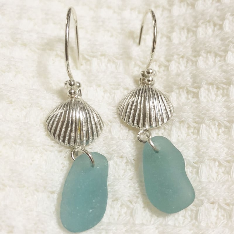 シーシェル＆シーグラス ピアス 925シルバー | Voyage Jewelry Japan