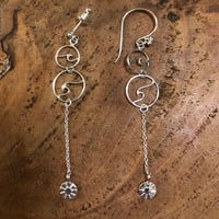 Wサークルウェーブ　ドロップ　ピアス　 925シルバー