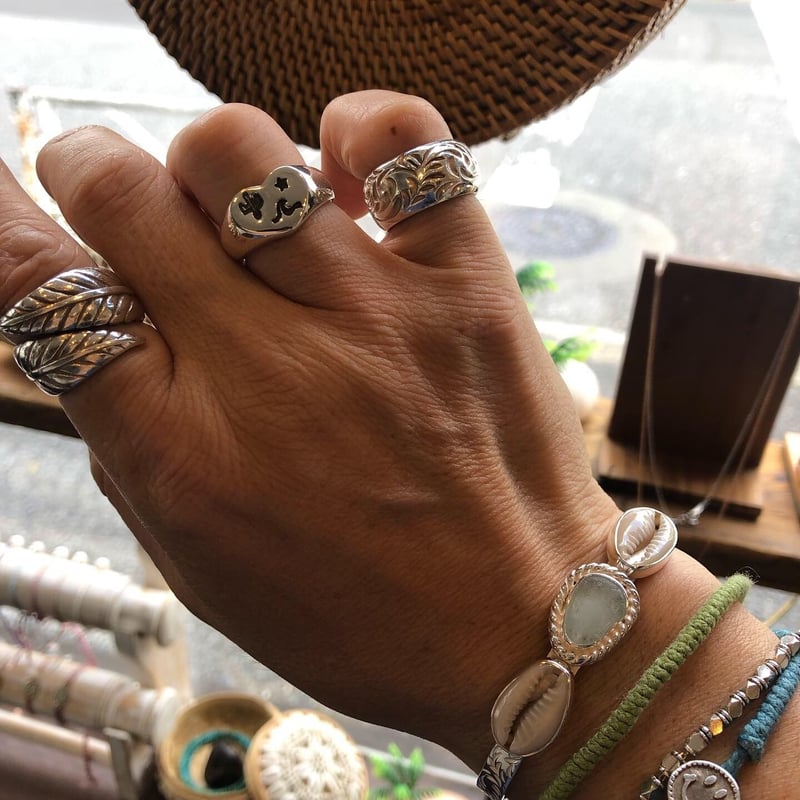 セット　ワンズワーカー　バングル　リング　唐草模様　シルバー　18K one’s シーグラス＆シェル 唐草模様 バングル 925シルバー | Voyage