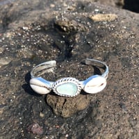 シーグラス＆シェル 唐草模様 バングル 925シルバー