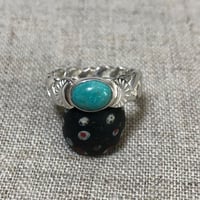 手編み　ターコイズ　リング(白仕上げ) 925シルバー