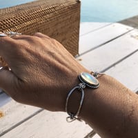レインボームーンストーン ハンドメイドチェーン ブレスレット 925シルバー