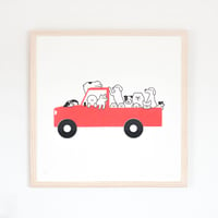 Silk Screen - A Jam-packed Car (Red)