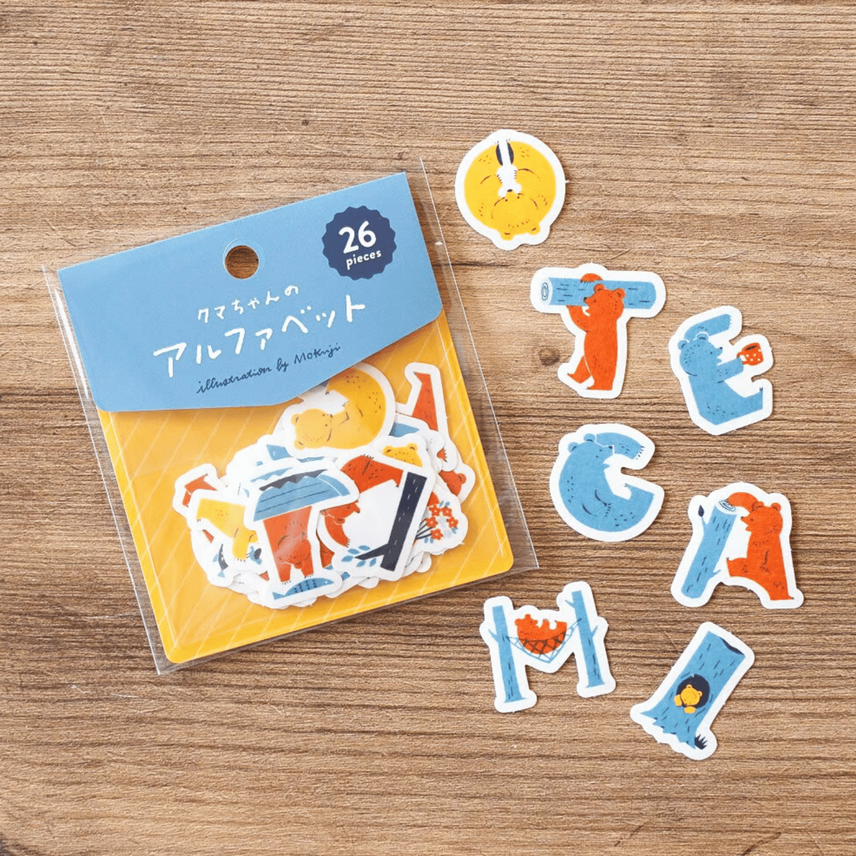 手紙社｜Mokuji／フレークシール「クマちゃんのアルファベット