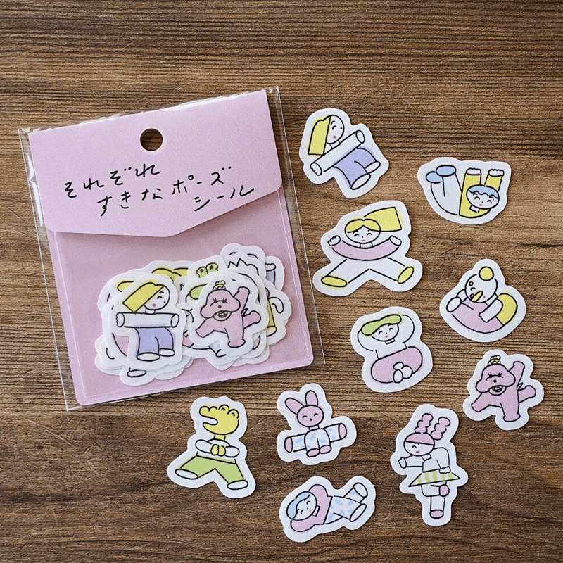 手紙社｜ニシワキタダシ・フレークシール「それぞれすきなポーズシール