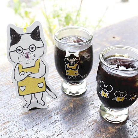 柴田ケイコ／グラス「めがねこワンカップグラス」