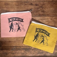 NO CAT  NO LIFE キャンバスフラットポーチ