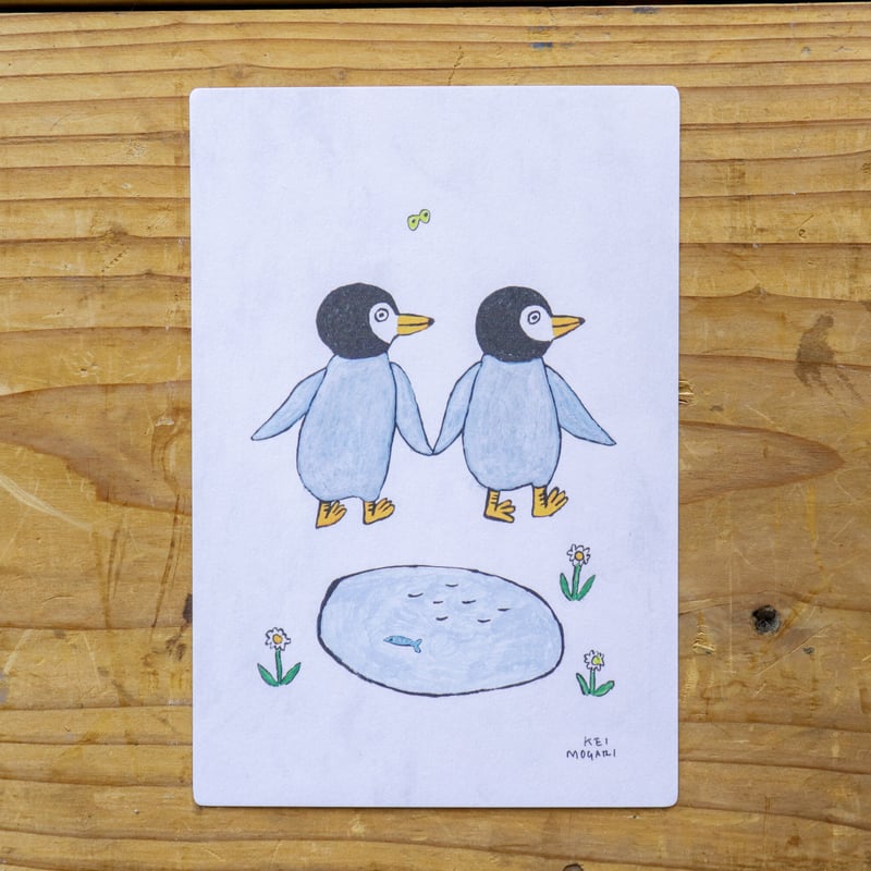 茂苅恵／ポストカード クマ ペンギン | ひそかな雑貨屋 うみねこ社