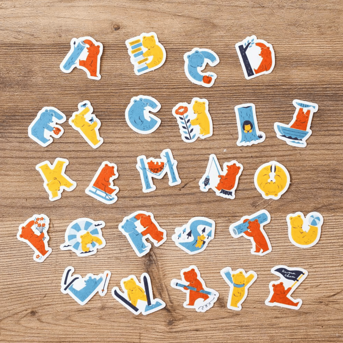 手紙社｜Mokuji／フレークシール「クマちゃんのアルファベット