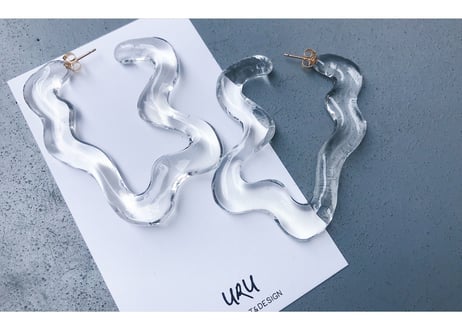 Square Shape Hoop Earrings(Clear)