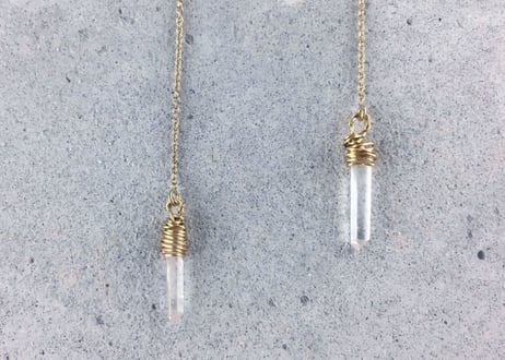 pointed crystal chain earrings (small)