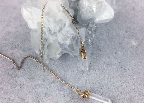 pointed crystal chain earrings (small)