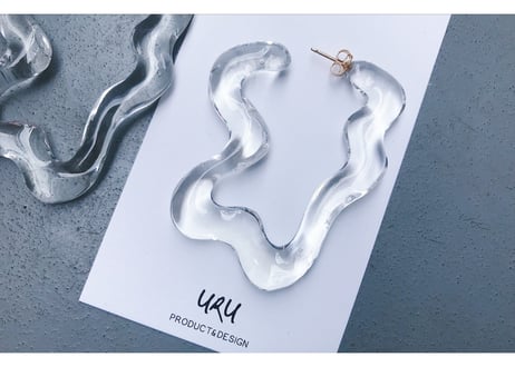 Square Shape Hoop Earrings(Clear)