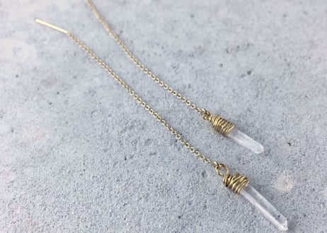 pointed crystal chain earrings (small)