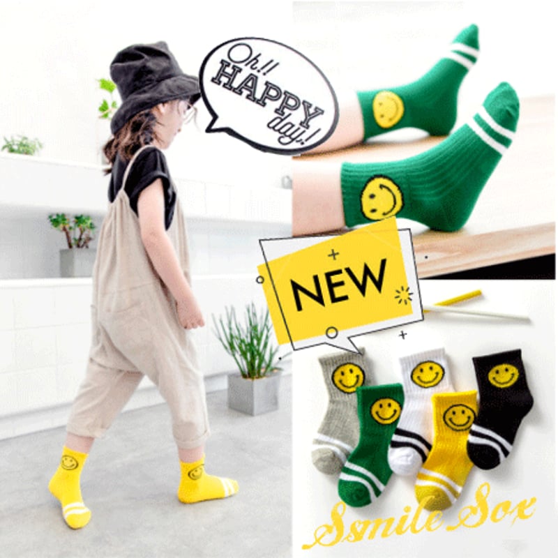 ▷◁オシャレニコちゃん スマイル ソックス5カラーS・ M・ L・XLサイズ