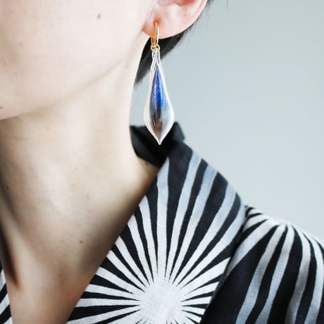 Ornament glass Earrings クジャク ピアス/イヤリング