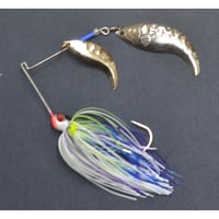 フラッシングイリュージョン！スピードの最上限で釣りまくろう！【フィッシングエルモ・オリジナル「ダブルウィップテイル」SUPER HIGH SPEEDスピナーベイト3/8oz】パールラベンダーシャッド