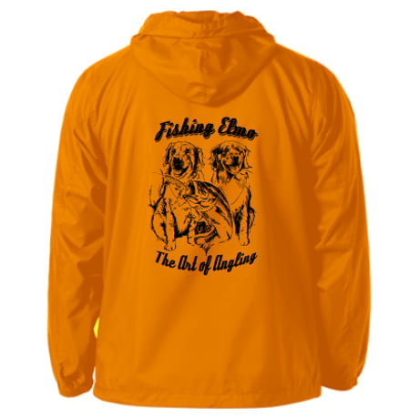 Blaze a trail ! クロアチアンデザイナー謹製【Fishing Elmoオリジナル「The Art of Angling」ナイロンパーカシェル  Blaze Orangeカラー】サイズＸＬ
