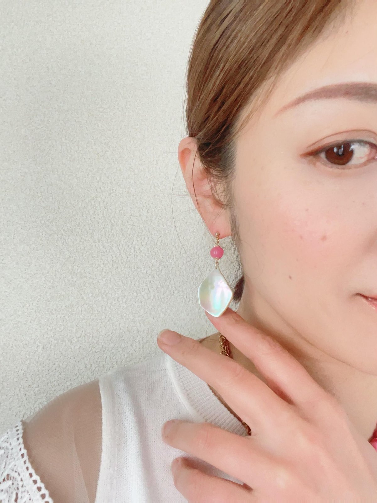 ヴィンテージガラスビーズ ピアス・イヤリング (ピンクA) | Luminous.Lien