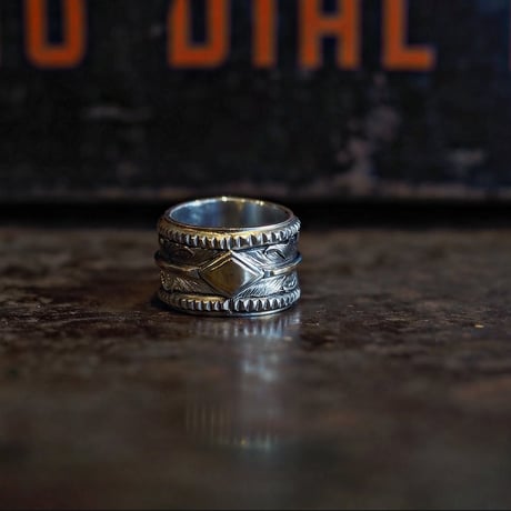 DUCKTAIL ／ Eagle & Feather Ring -Morenci Turquois-