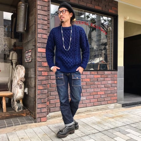 INVERALLAN / 1A CREW SWEATER  INDIGO COTTON