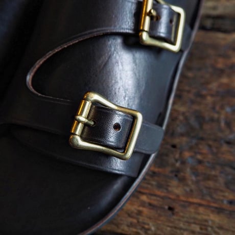 LIGHT MARKER /DOUBLE MONK STRAP SANDAL (BLACK CHROMEXCEL)