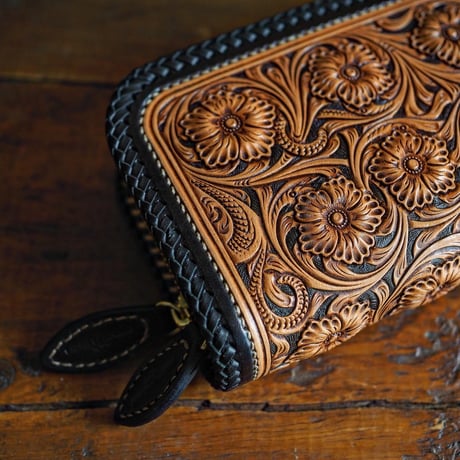 DEER HORN SMITH'S / SPECIAL DOUBLE ZIP WALLET "TAN x BLACK"