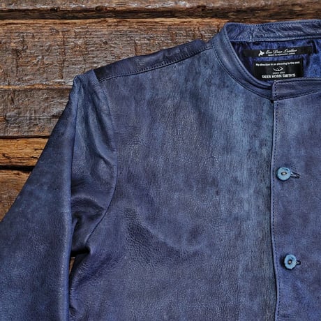 DEER HORN SMITH'S／DEER LEATHER STAND COLLAR JACKET "NATURAL INDIGO"