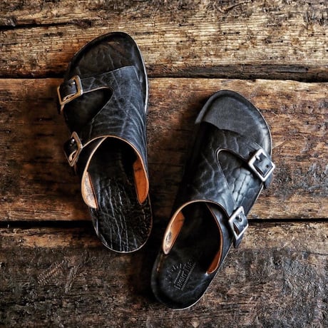 LIGHT MARKER /DOUBLE MONK STRAP SANDAL (手染めBLACK HORSE HIDE)