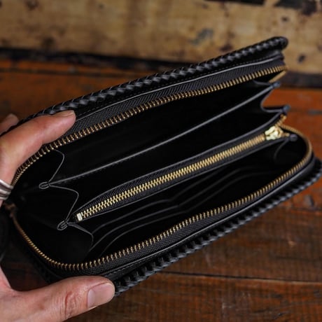 DEER HORN SMITH'S / SP-FULLZIP WALLET "BLACK x BROWN"