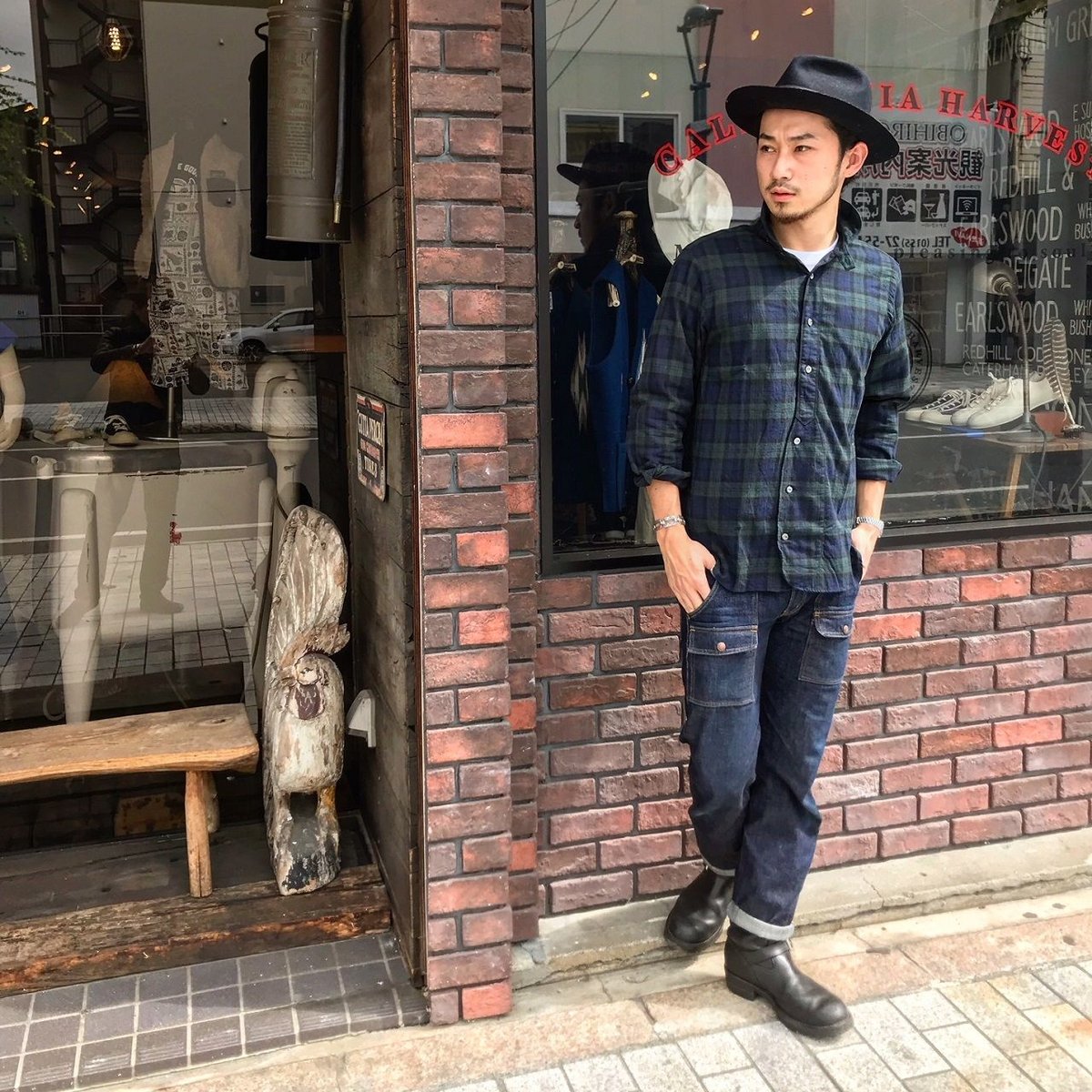 HAVERSACK / ビエラチェック ラウンドカラーシャツ | CALIFORNIA