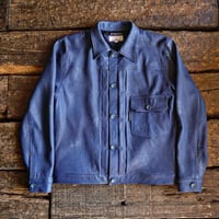 HBHS × DEERHORNSMITH'S /  TYPE-1 LEATHER JACKET "Ezo Deer Leather" -NATURAL INDIGO-