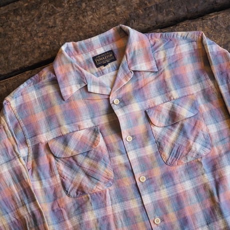 PENDLETON／OPEN COLLAR SHIRTS -Pale Pink×Yellow-