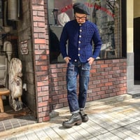 INVERALLAN /  4A GOLFER CARDIGAN  INDIGO COTTON