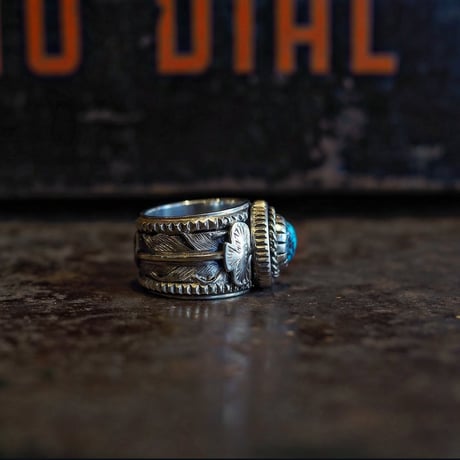 DUCKTAIL ／ Eagle & Feather Ring -Morenci Turquois-