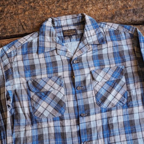 PENDLETON／OPEN COLLAR SHIRTS -Blue×Gray-
