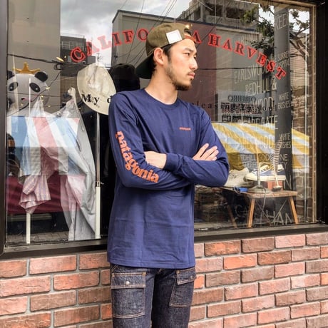 patagonia / ﾃｷｽﾄ ﾛｺﾞ ﾛﾝｸﾞｽﾘｰﾌﾞTEE