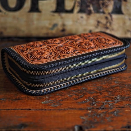 DEER HORN SMITH'S / SPECIAL DOUBLE ZIP WALLET "TAN x BLACK"
