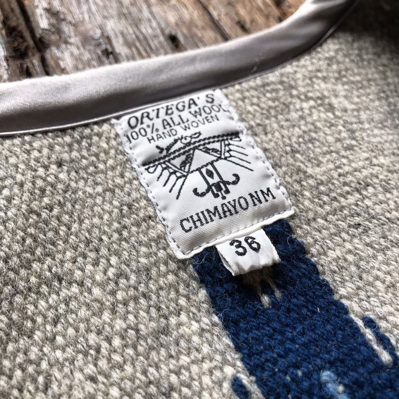 【美品】オルテガ社製　ベスト　サイズ36（Ｓ） オルテガ ベスト 36 オルテガ チマヨ ベスト 36・100%ウール手織り