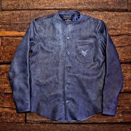 DEER HORN SMITH'S／DEER LEATHER STAND COLLAR JACKET "NATURAL INDIGO"