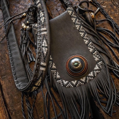 梟唄OWLSONG／DEER LEATHER MEDICINE BAG "Black"
